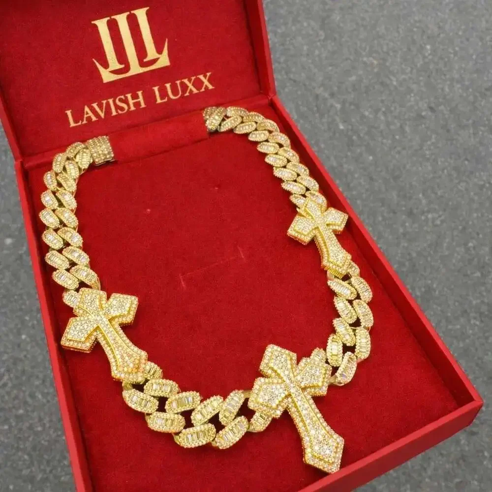 Gold Cross Cuban Link Chain 811 C